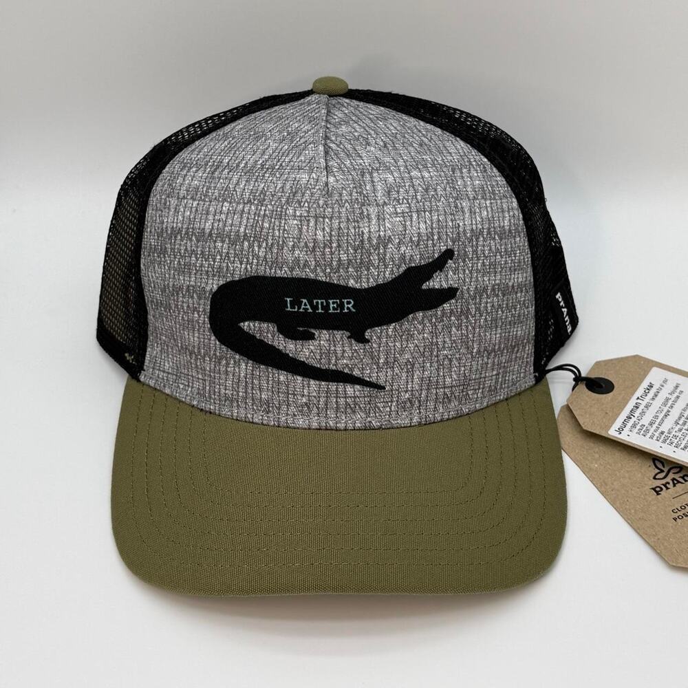 Prana Journey Inisex Cargo Green Gator Trucker Hat " Later Gator " NWT